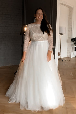 Plus Size Wedding Dress Missuri with Long Sleeves - Olivia Bottega