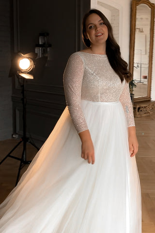 Plus Size Wedding Dress Missuri with Long Sleeves - Olivia Bottega