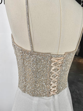 Nude Midi Sparkly Evening Dress Madonna - Olivia Bottega