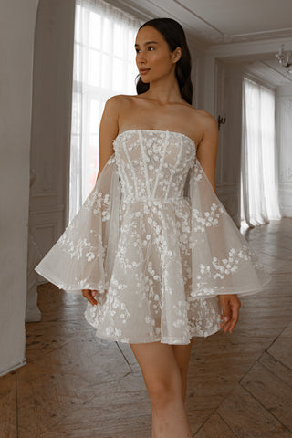 Short Floral Lace Wedding Dress Moonlit Siren - Olivia Bottega