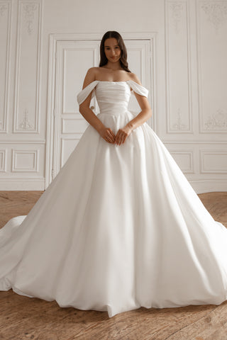 Satin Wedding Dress Dorothy with Balloon Skirt - Olivia Bottega