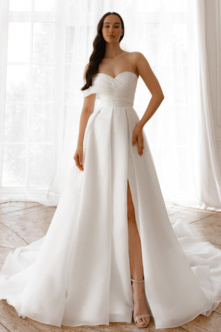 Organza Wedding Dress Enola with Leg Slit - Olivia Bottega