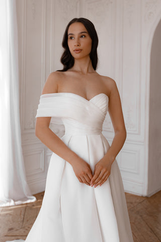 Organza Wedding Dress Enola with Leg Slit - Olivia Bottega