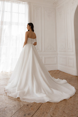 Organza Wedding Dress Enola with Leg Slit - Olivia Bottega