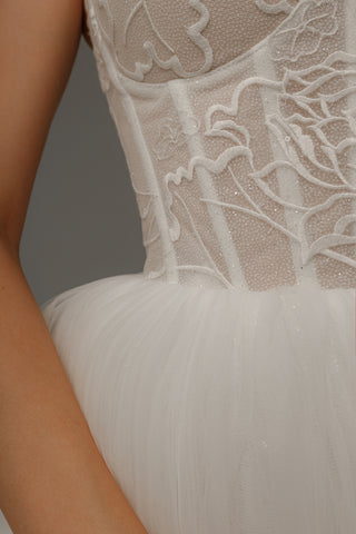 Short Wedding Dress Helena with Detachable Straps - Olivia Bottega