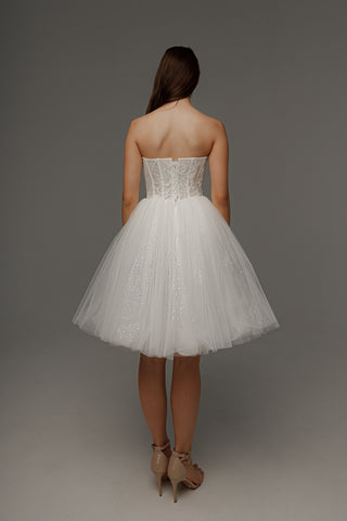 Short Wedding Dress Helena with Detachable Straps - Olivia Bottega