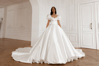 Mikado Wedding Gown Aurora with Long Train - Olivia Bottega