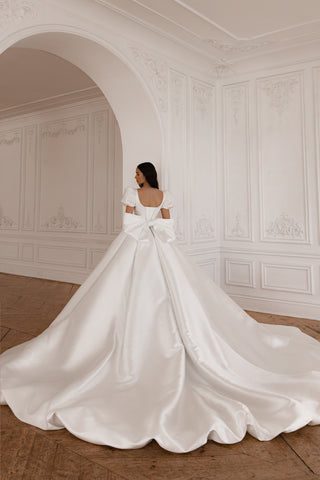 Mikado Wedding Gown Aurora with Long Train - Olivia Bottega