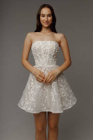 Short Floral Lace Wedding Dress Moonlit Siren - Olivia Bottega