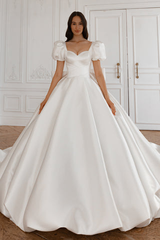 Mikado Wedding Gown Aurora with Long Train - Olivia Bottega