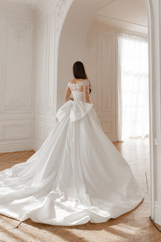 Extra Convertible Wedding Dress Steltella  (Basic dress + bolero + bow + detachable skirt) - Olivia Bottega