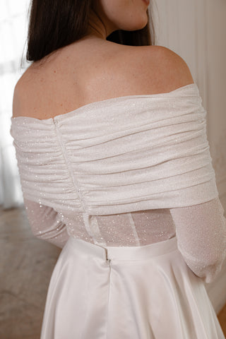 Light Ivory Glitter Bolero with Long Sleeves - Olivia Bottega