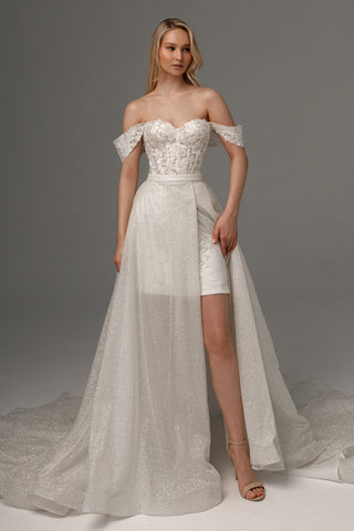 2 in 1 Wedding Dress Mitsis With Detachable Calista Skirt - Olivia Bottega