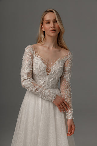 Wedding Dress Sabrina with Long Sleeves - Olivia Bottega