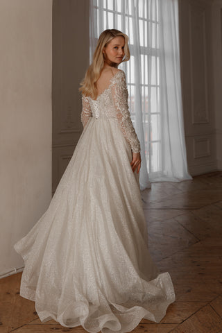 Wedding Dress Sabrina with Long Sleeves - Olivia Bottega