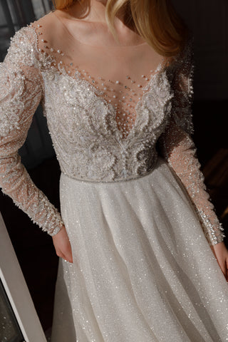 Wedding Dress Sabrina with Long Sleeves - Olivia Bottega