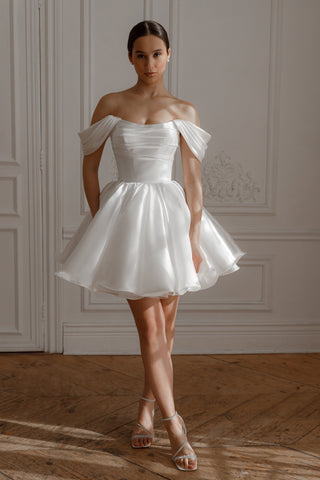 Short Wedding Dress Fiorelia with Detachable Straps - Olivia Bottega