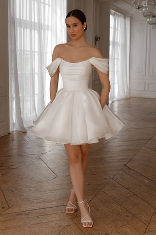 Short Wedding Dress Fiorelia with Detachable Straps - Olivia Bottega