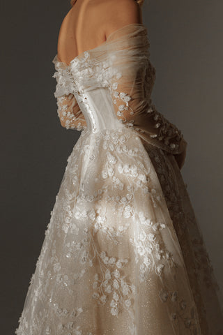 Floral Lace Wedding Dress Betty with Detachable Bolero