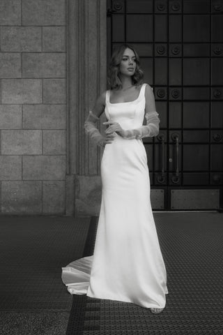 Satin Wedding Dress Solly with Sweep Train - Olivia Bottega