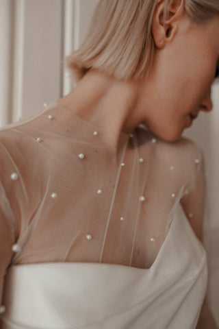 Tulle Blouse Chloe with Pearls - Olivia Bottega