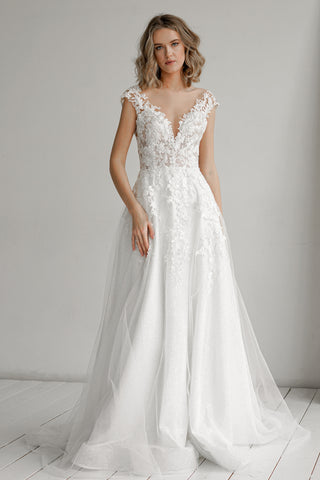 Lace Wedding Dress Enn with Long Sleeves - Olivia Bottega