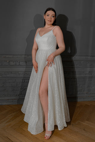 Plus Size Shiny Wedding Dress Bree - Olivia Bottega