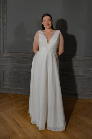 Plus Size Glitter Wedding Dress Kossy - Olivia Bottega