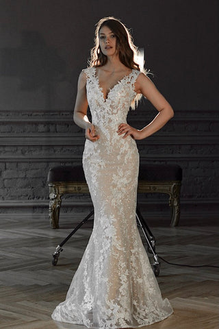 Nude Lace Mermaid Wedding Dress Airis - Olivia Bottega