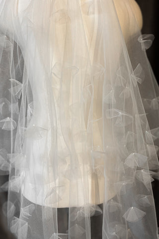 Two-Tier Wedding Veil with 3D Applique - Olivia Bottega