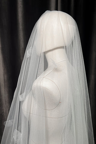 Two-Tier Wedding Veil with 3D Applique - Olivia Bottega