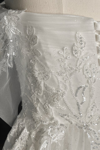 Lace Wedding Dress Jackopa with Leg Slit - Olivia Bottega