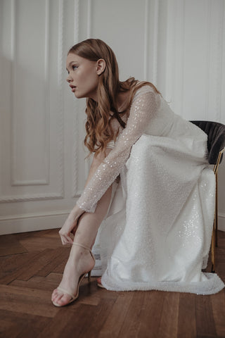 Light ivory Sparkly Wedding Dress Feilin - Olivia Bottega