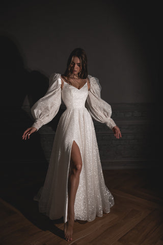 Plus Size Shiny Wedding Dress Bree - Olivia Bottega