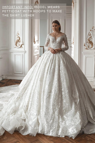 Royal Lace Off-The-Shoulder Sparkly Wedding Dress Meryem - Olivia Bottega