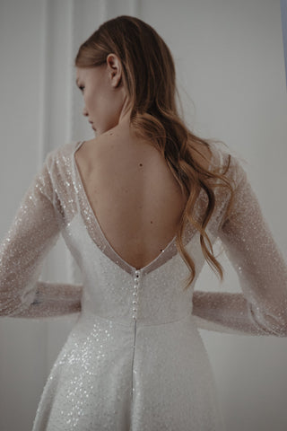 Light ivory Sparkly Wedding Dress Feilin - Olivia Bottega