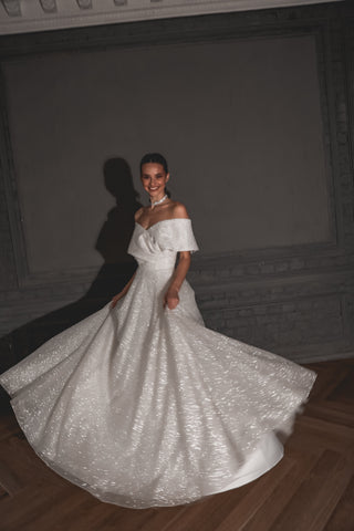 Shimmering Off-the-Shoulder Wedding Dress Melanie - Olivia Bottega