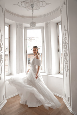 Shimmering Off-the-Shoulder Wedding Dress Melanie - Olivia Bottega