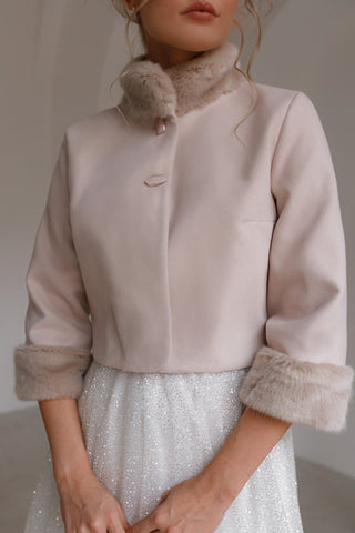 Soft Pink Eco Fur Coat J 316 - Olivia Bottega