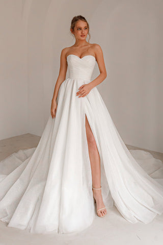 Sparkle Sleeveless Wedding Dress Mirrorball with Detachable Bow - Olivia Bottega