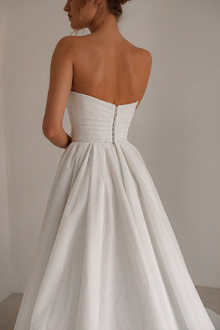 Sparkle Sleeveless Wedding Dress Mirrorball with Detachable Bow - Olivia Bottega