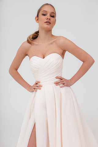 Coral Extra Convertible Wedding Dress Audrey (Basic dress + bolero + bow + detachable train) - Olivia Bottega