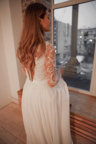 Lace Chiffon Wedding Dress Troisty Fly - Olivia Bottega