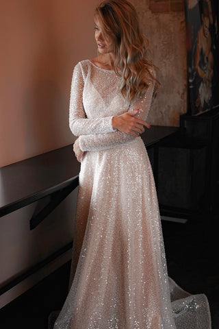 Nude Sparkly Wedding Dress Feilin - Olivia Bottega