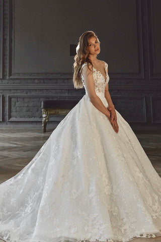 2 in 1 Lace Wedding Dress Airis with Detachable Skirt - Olivia Bottega