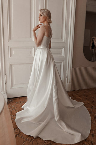 Mikado Wedding Dress Chloe with Front Slit - Olivia Bottega