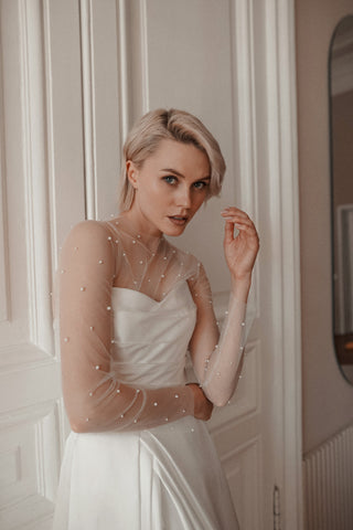 Mikado Wedding Dress Chloe with Front Slit - Olivia Bottega