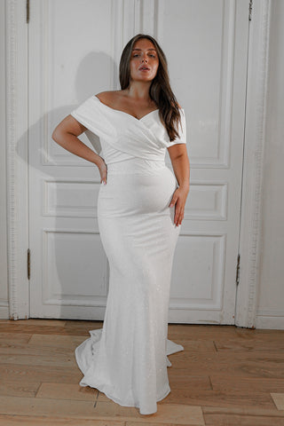 Plus Size Sparkly Sheath Wedding Dress Jolie - Olivia Bottega