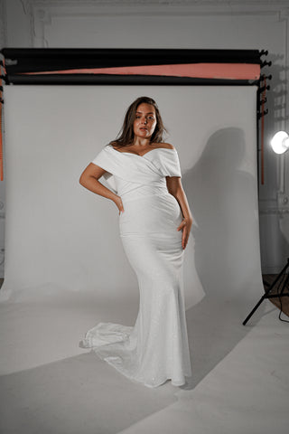 Plus Size Sparkly Sheath Wedding Dress Jolie - Olivia Bottega