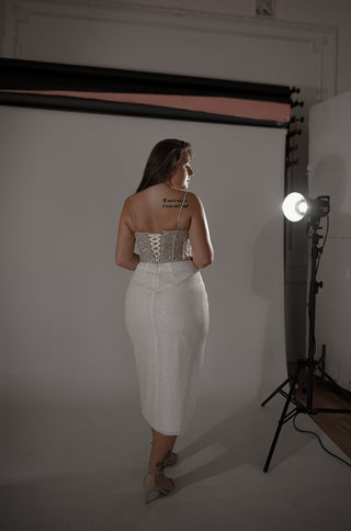 Plus Size Midi Sparkly Wedding Dress Madonna - Olivia Bottega